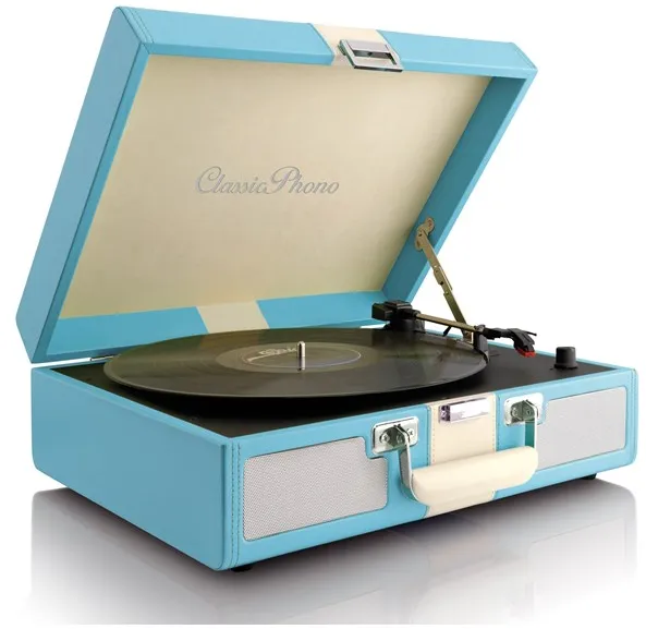 Lenco CLASSIC PHONO TT-33 - Skivspelare i resväska - Inbyggda högtalare - Blå - Skivspelare Blå